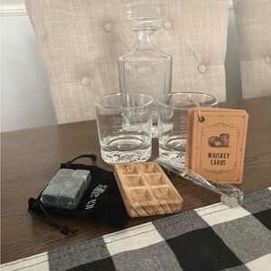 Whiskey Decanter Set with Glasses and Accessories We the People Theme NIB